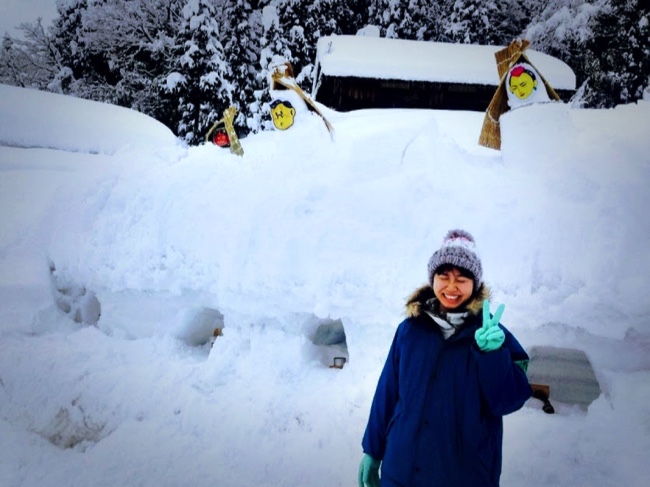 村おこしボランティア【勝山市北谷コース】の雪だるま祭りの準備