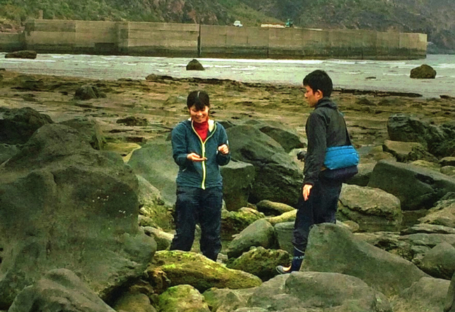 村おこしボランティア【諏訪之瀬島コース】で砂浜で遊ぶ学生ボランティア