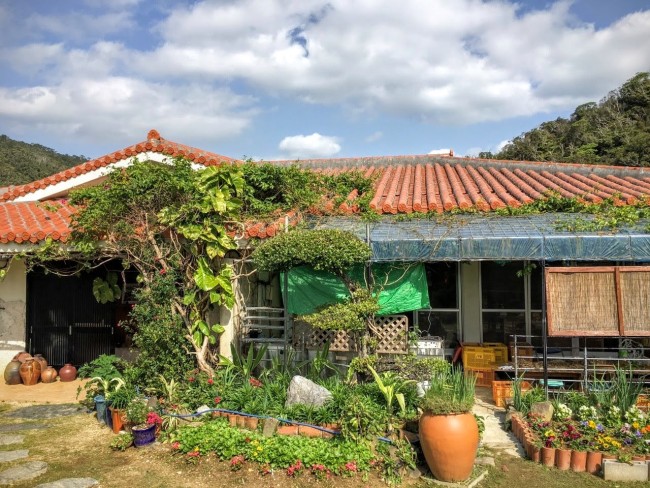 沖縄らしい赤瓦の屋根のお家が最高の景色