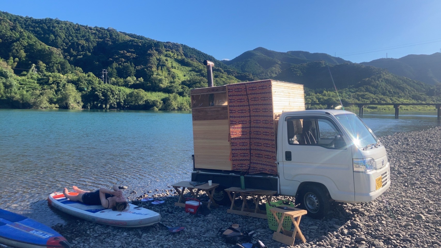 村おこしボランティア【四万十川・リバーガイドコース】での活動の様子